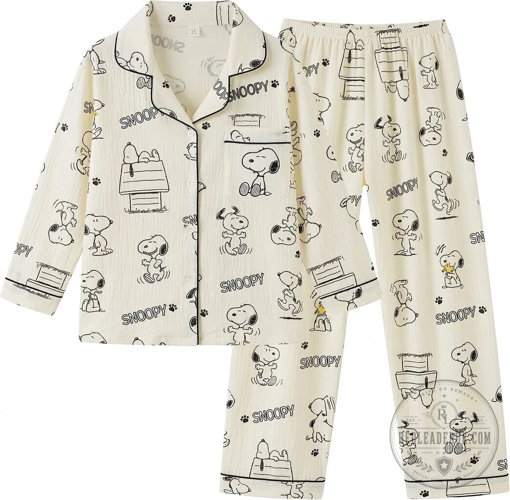 Snoopy Peanuts Cartoon Character Women's Long Sleeve Pajama Set