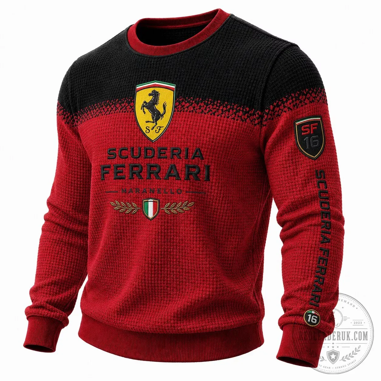 Scuderia Ferrari Maranello Waffle Knit Racing Crewneck Sweatshirt