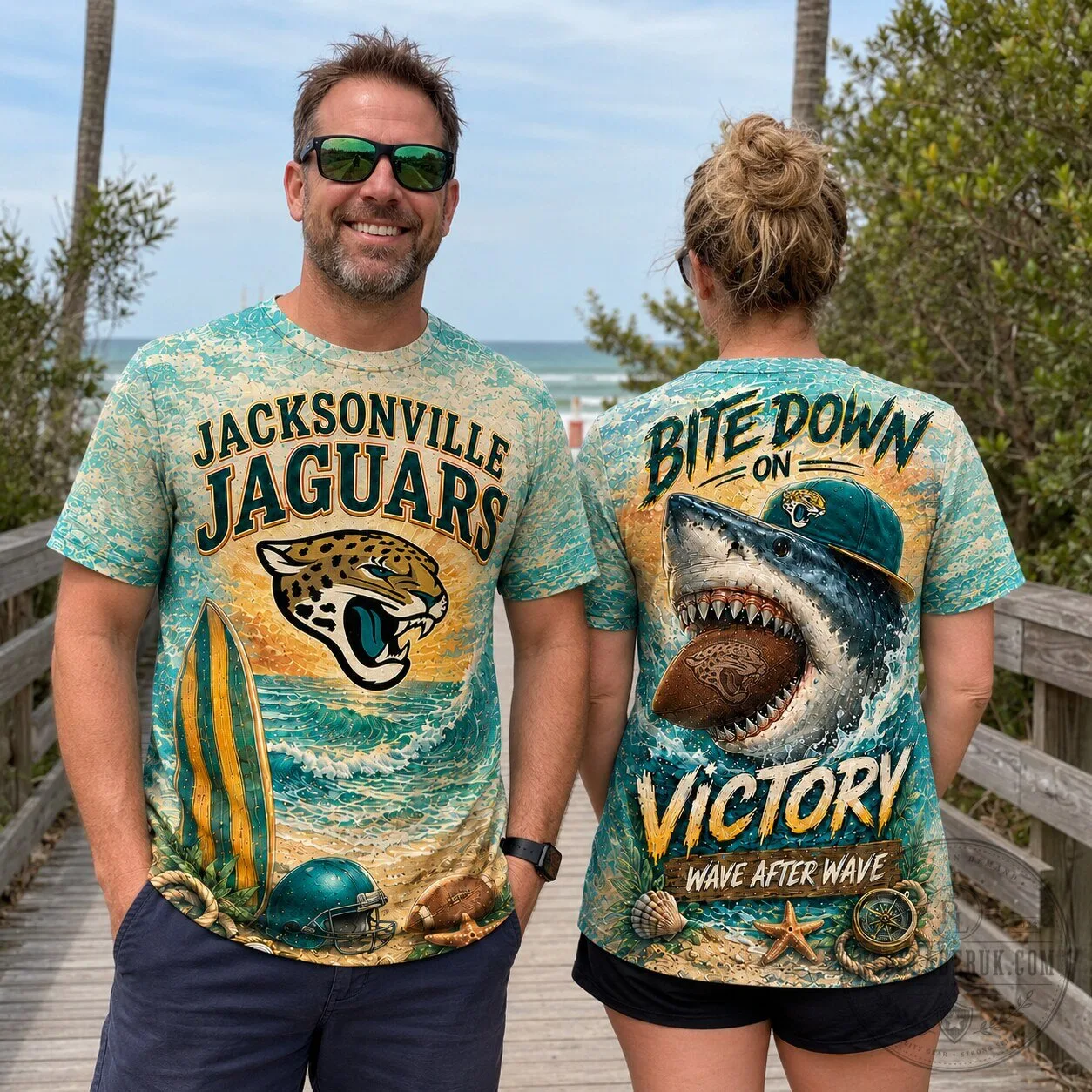 Jacksonville Jaguars Football Tropical Ocean Shark Fan T-Shirt