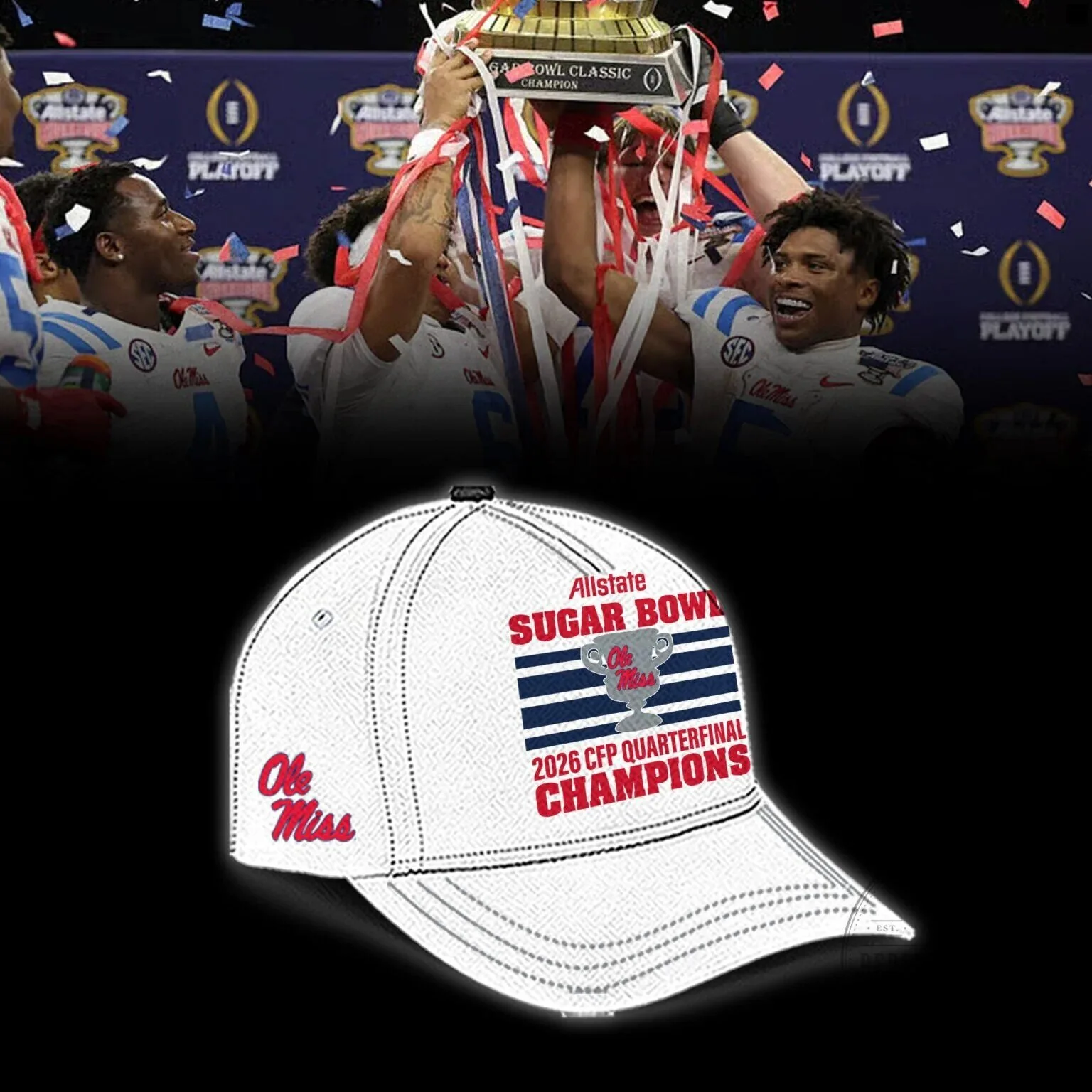 Ole Miss Rebels 2026 Allstate Sugar Bowl Champions White Hoodie 4 Ole Miss Rebels 2026 Allstate Sugar Bowl Champions White Hoodie