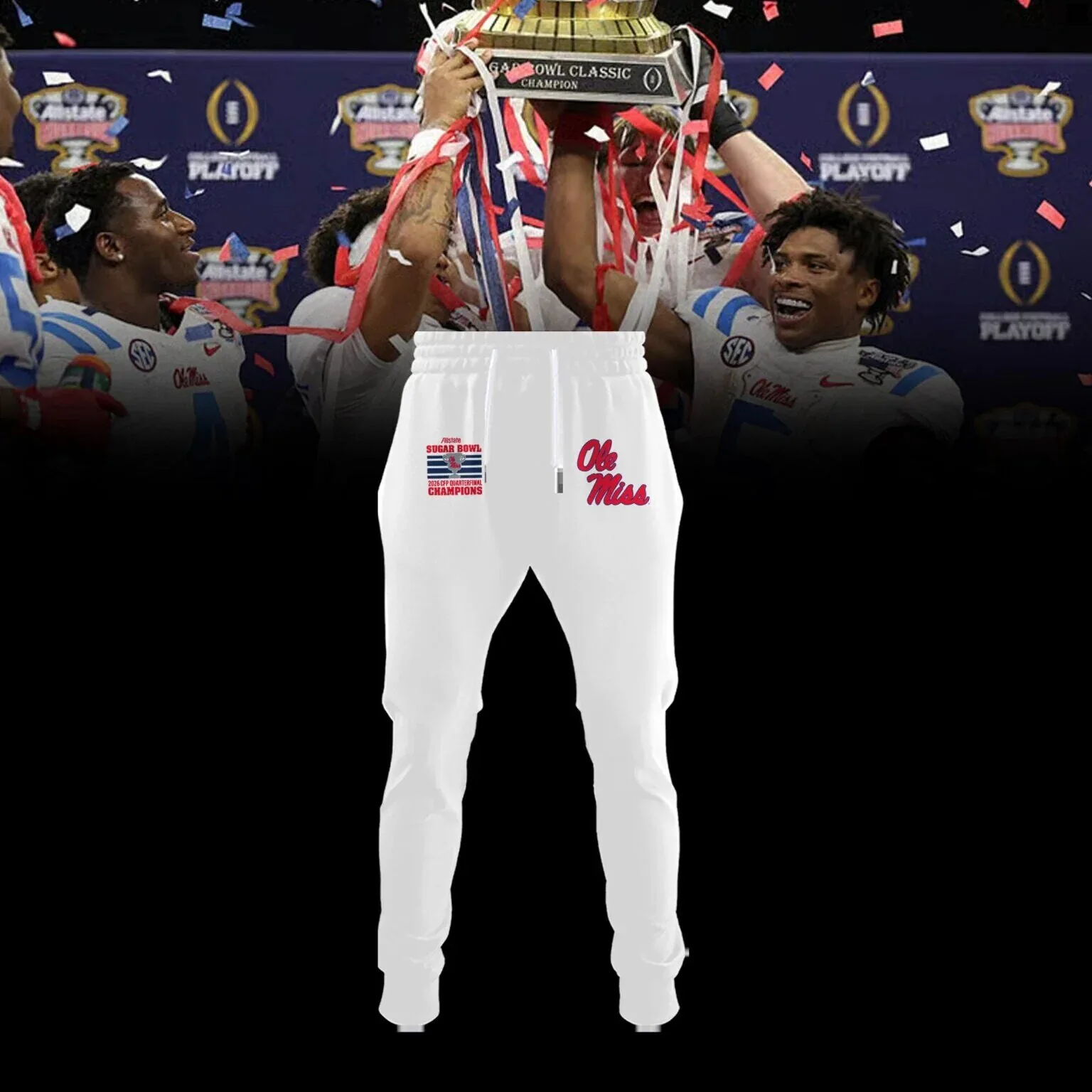 Ole Miss Rebels 2026 Allstate Sugar Bowl Champions White Hoodie 5 Ole Miss Rebels 2026 Allstate Sugar Bowl Champions White Hoodie