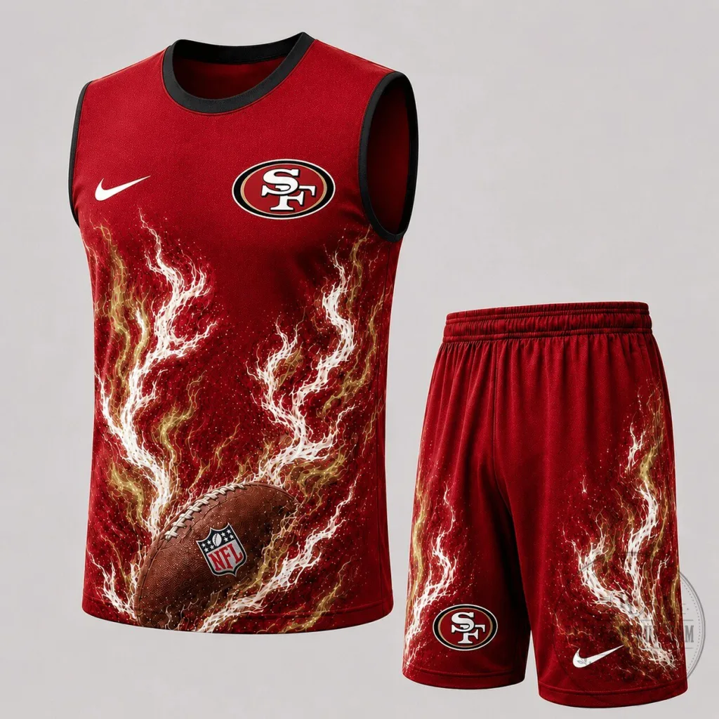 San Francisco Football Team Flame Tank Top and Shorts Set San Francisco Football Team Flame Tank Top and Shorts Set