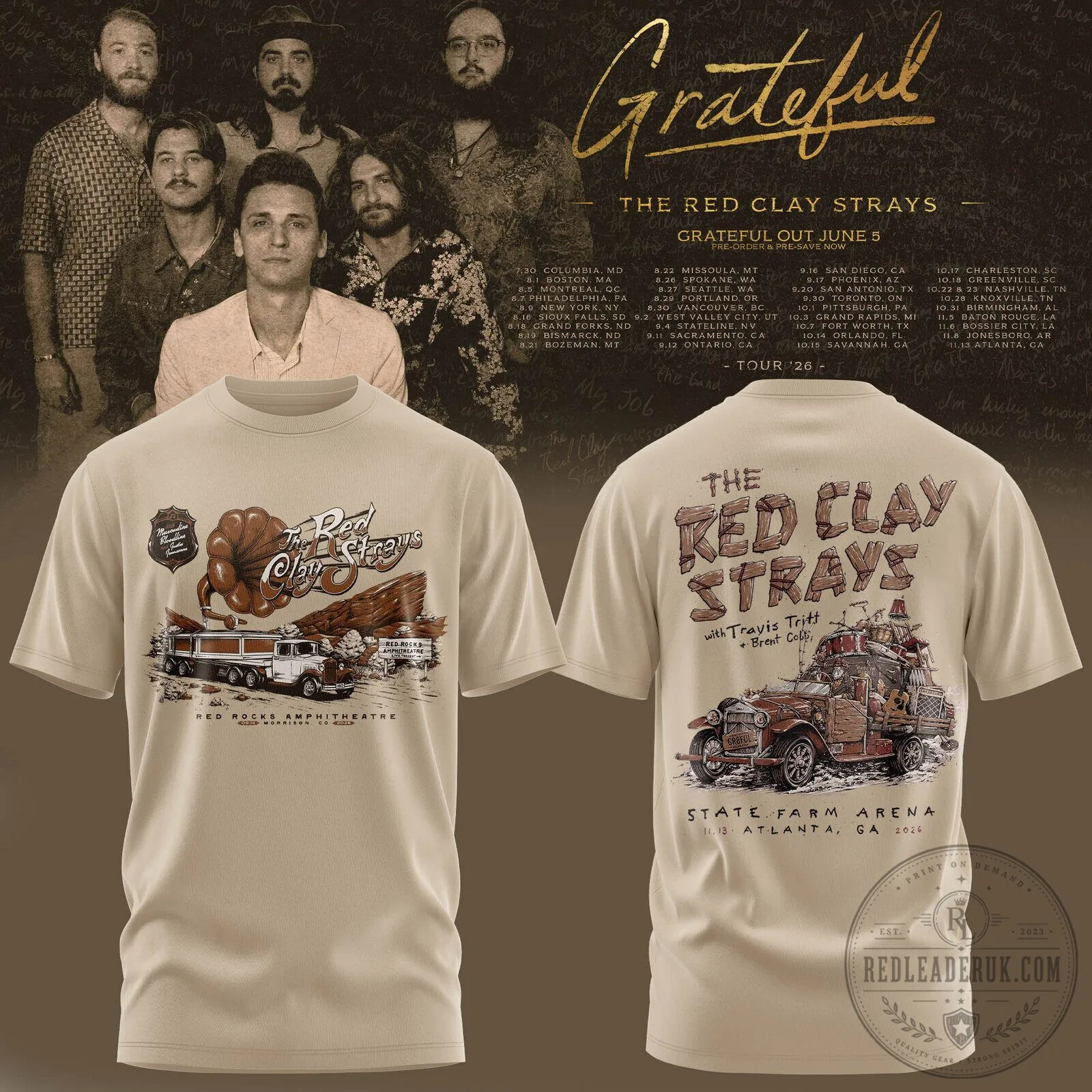 The Red Clay Strays 2026 Tour Concert Schedule T-Shirt