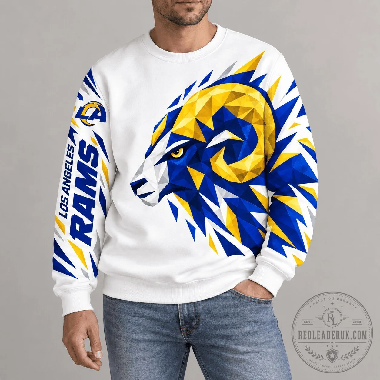 Los Angeles Rams Geometric Mascot National Football League Team Sweatshirt