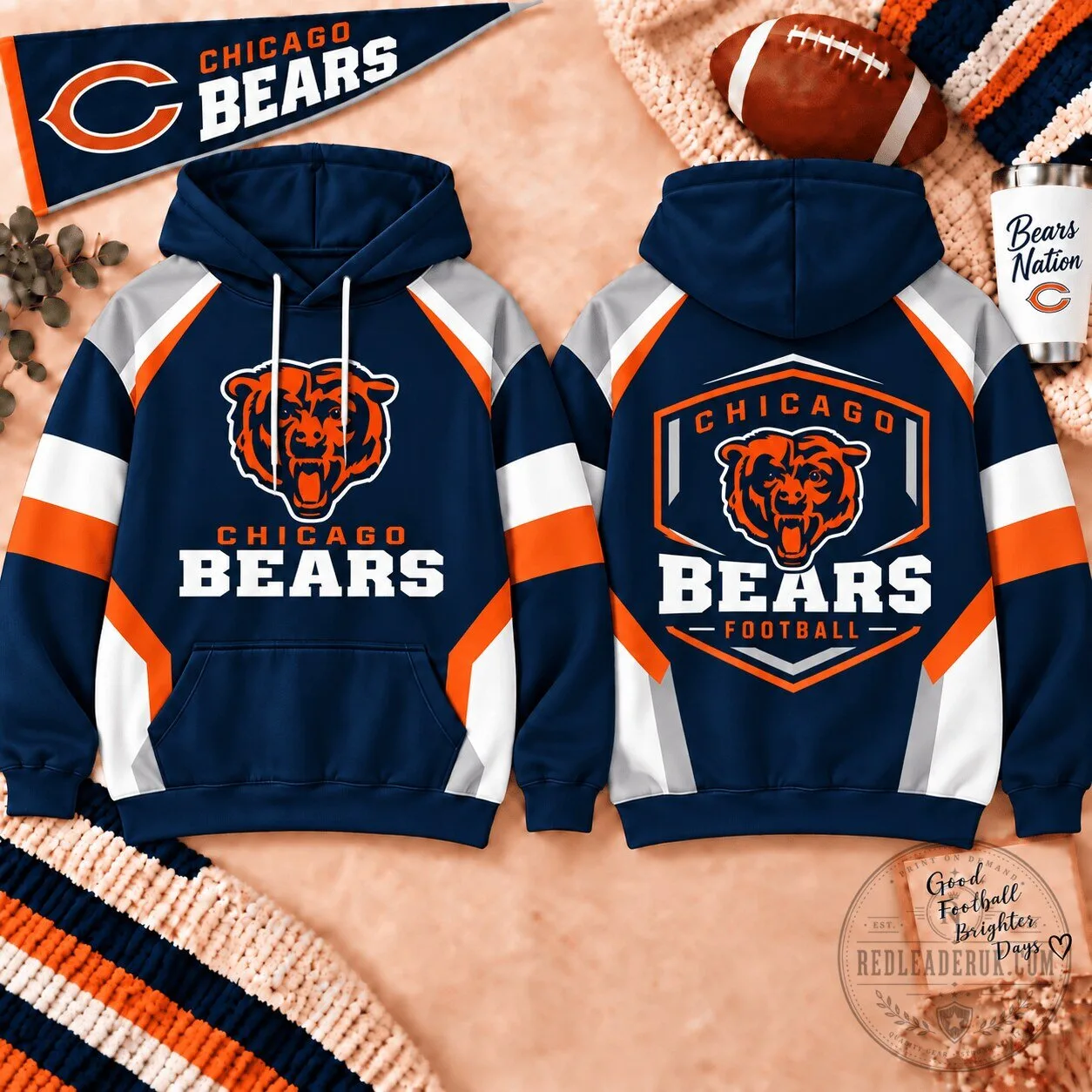 Chicago Bears National Football League Team Shield Color Block Hoodie