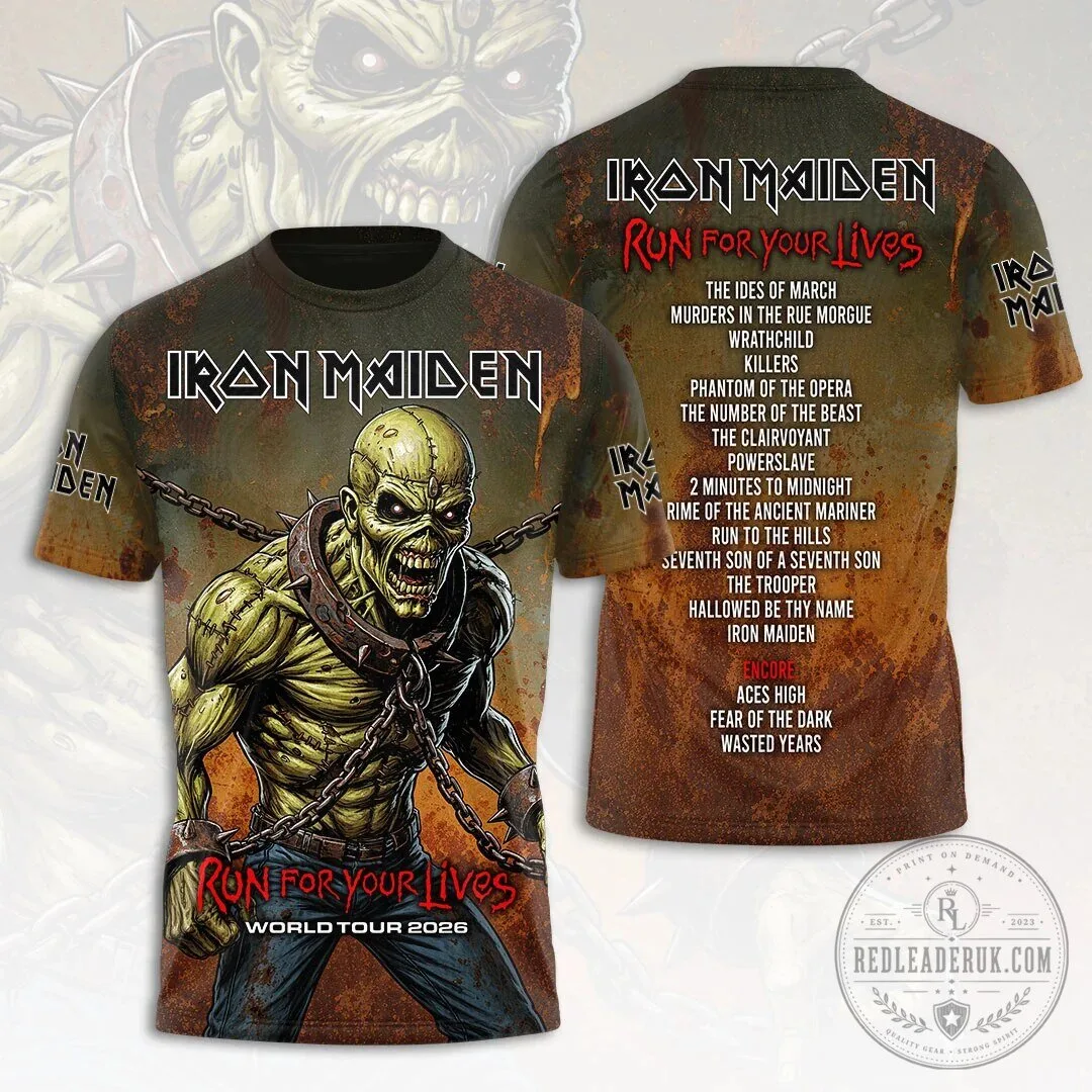 Iron Maiden 2026 Concert Setlist T-Shirt for the Run For Your Lives World Tour