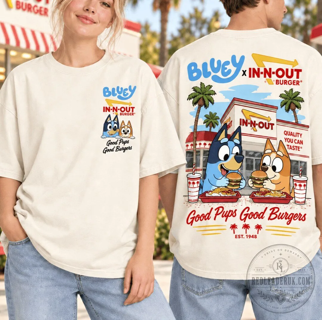 Bluey And Bingo In-N-Out Burger Good Pups Good Burgers T-Shirt