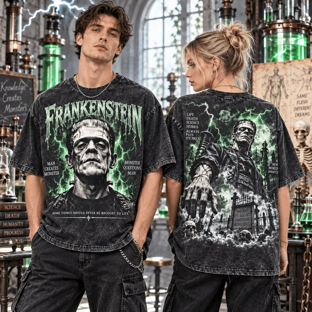 Frankenstein Monster Horror Movie Graphic T-Shirt for Men and Women