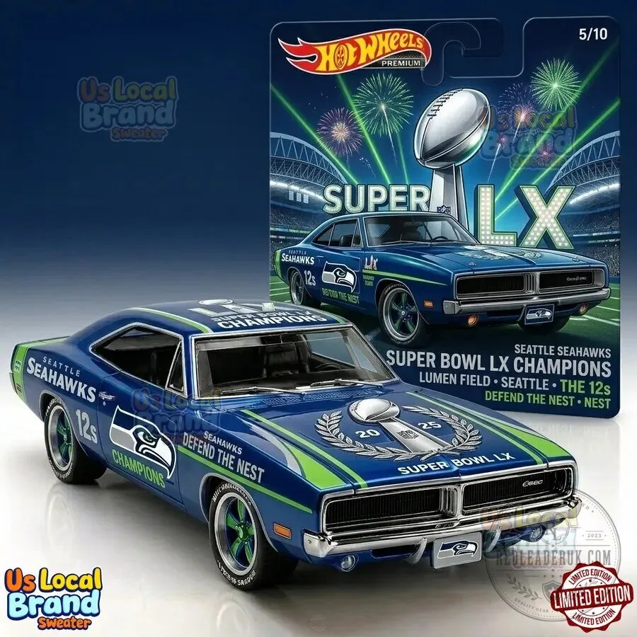 Seattle Seahawks Super Bowl LX Champions Hot Wheels Style Collector Car 3 Seattle Seahawks Super Bowl LX Champions Hot Wheels Style Collector Car