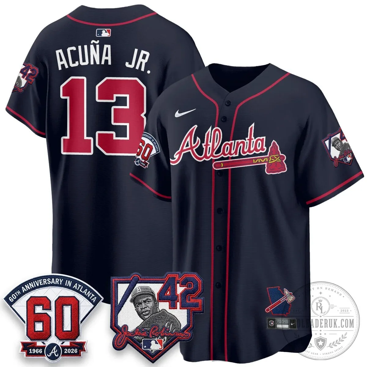 Atlanta Braves Ronald Acuña Jr. Jackie Robinson Day Baseball Jersey 56 Atlanta Braves Ronald Acuña Jr. Jackie Robinson Day Baseball Jersey