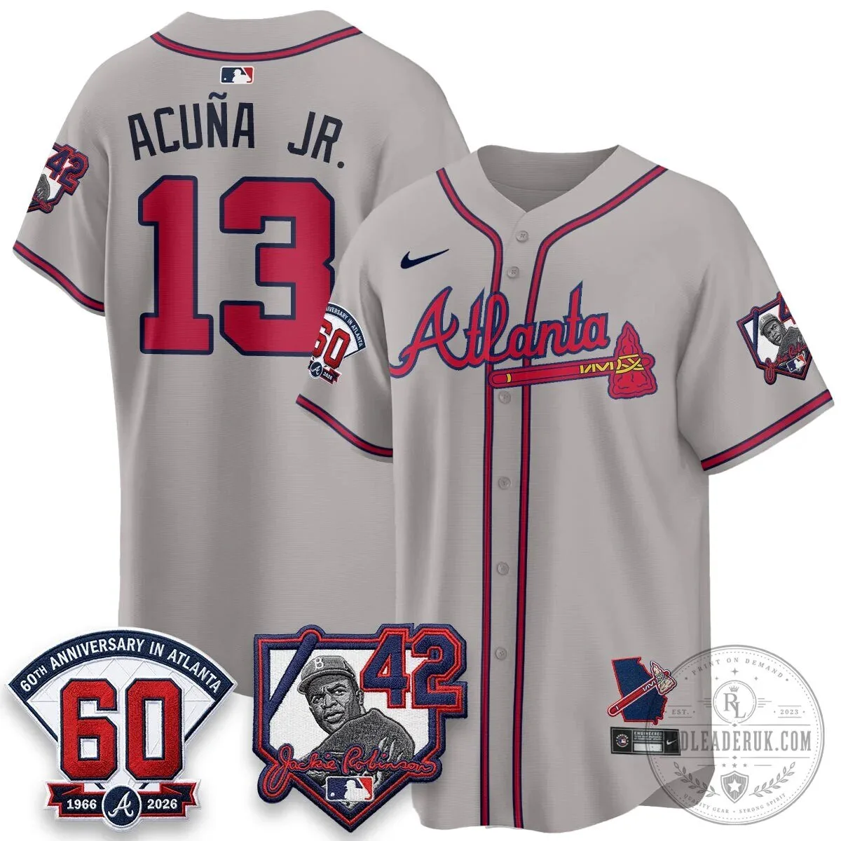 Atlanta Braves Ronald Acuña Jr. Jackie Robinson Day Baseball Jersey 64 Atlanta Braves Ronald Acuña Jr. Jackie Robinson Day Baseball Jersey