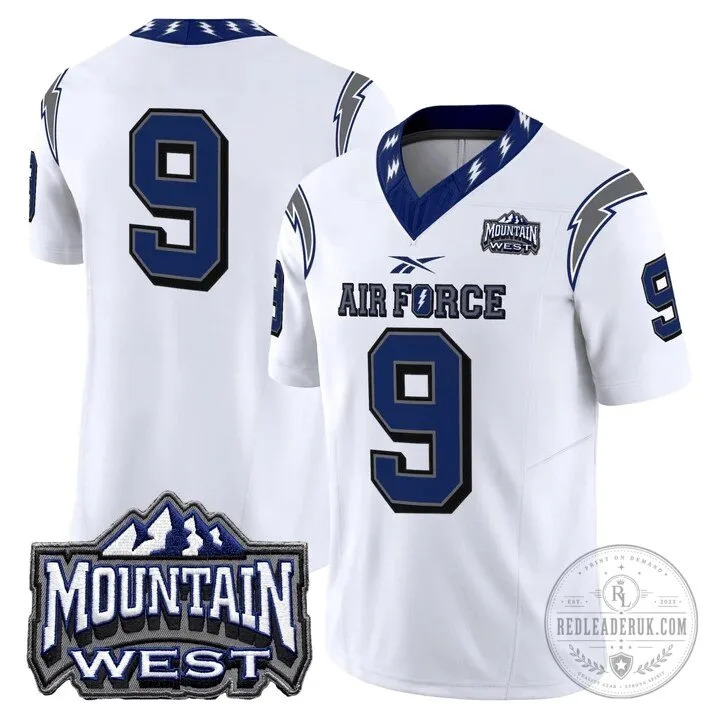 Air Force Falcons Number 9 Mountain West Conference White Football Jersey