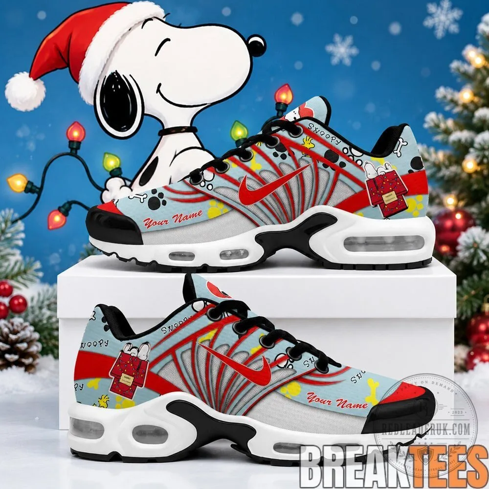 Snoopy Peanuts Christmas Holiday Custom Name Air Cushion Shoes