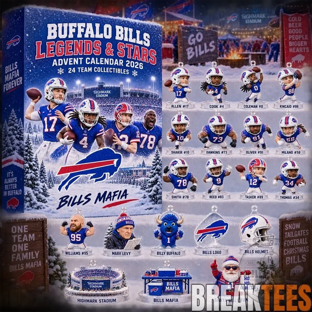 Buffalo Bills Legends and Stars 2026 Advent Calendar with 24 Team Collectibles