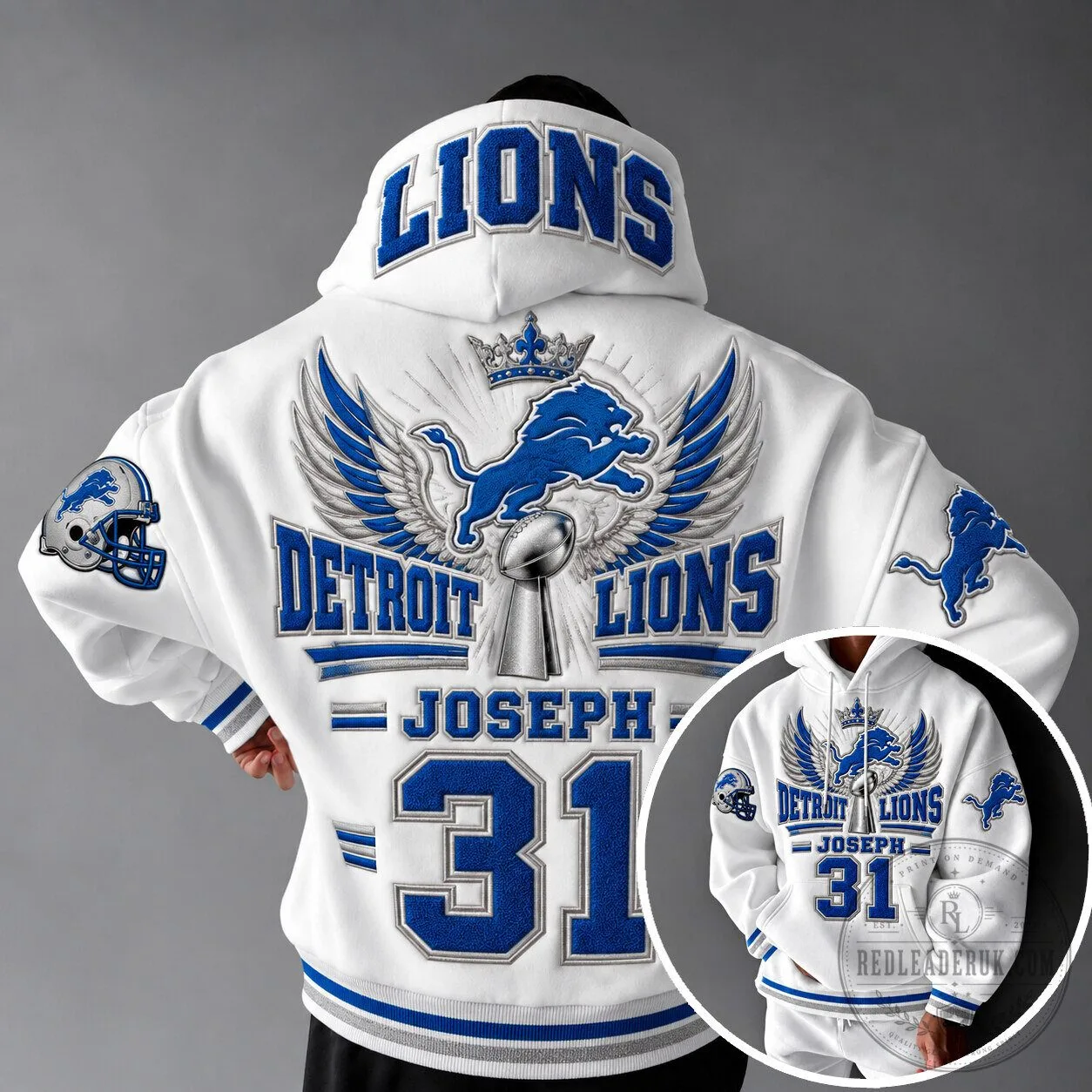 Detroit Lions Personalized Number and Name Hoodie