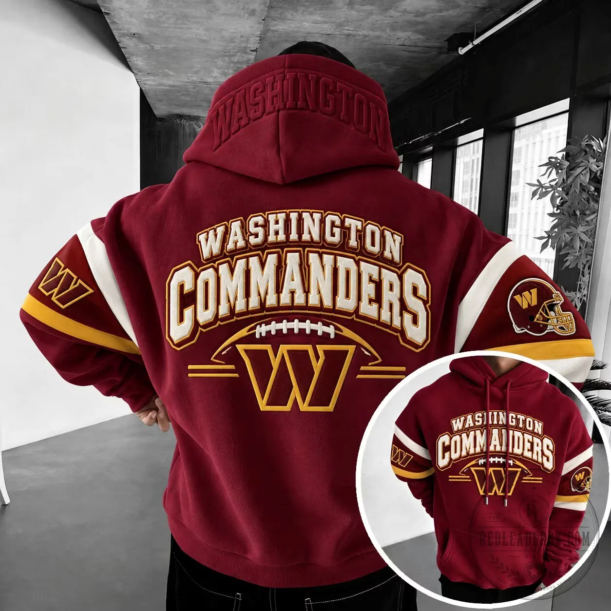 Maroon Hoodie Featuring Washington Commanders Football Team Logo