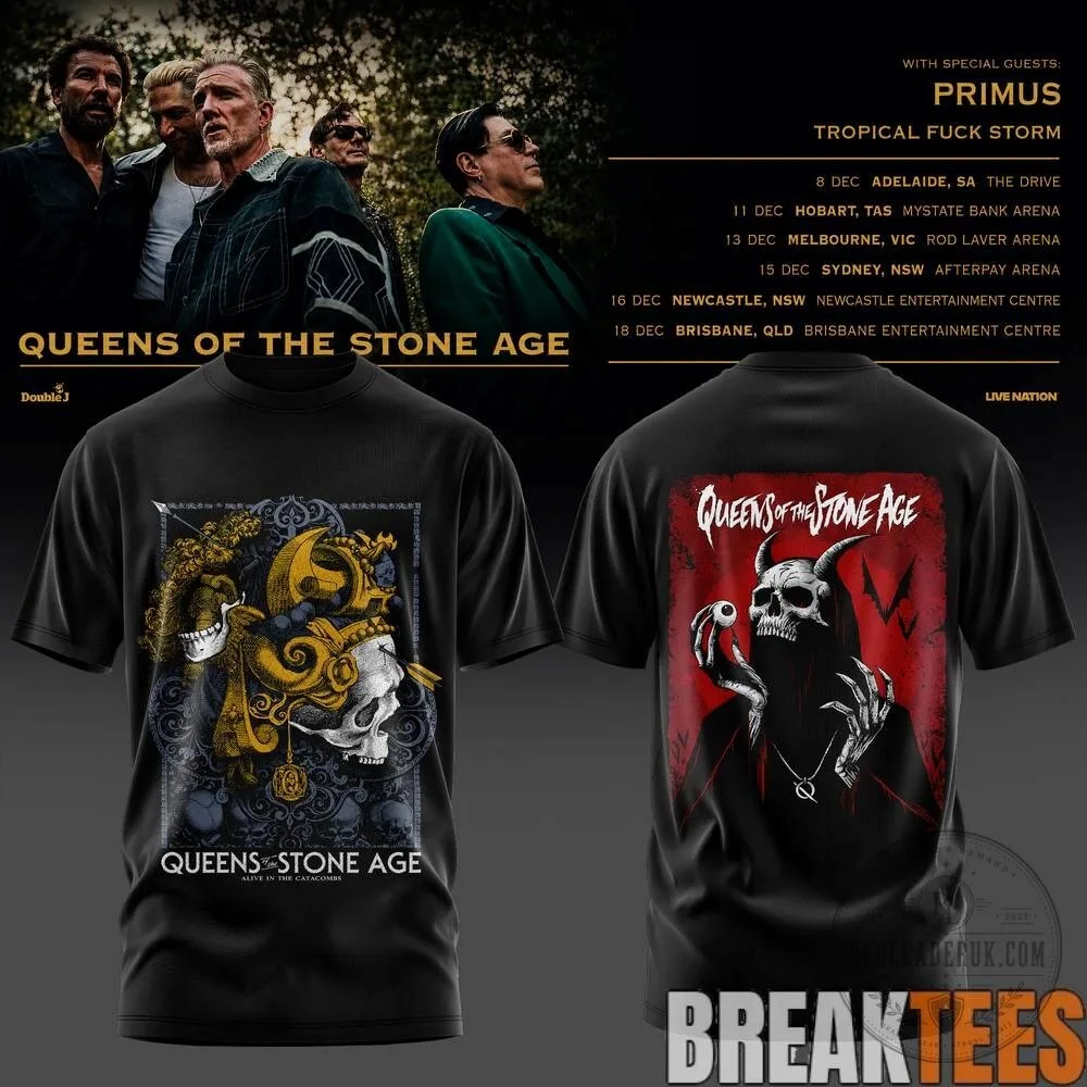 Queens of the Stone Age Australia Tour 2026 Concert Band T-Shirt 6 Queens of the Stone Age Australia Tour 2026 Concert Band T-Shirt