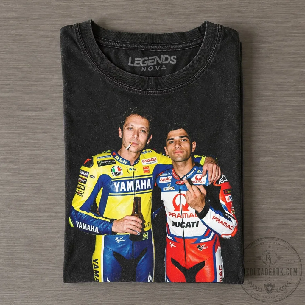 MotoGP Racing Legends T-Shirt featuring Valentino Rossi and Jorge Martin MotoGP Racing Legends T-Shirt featuring Valentino Rossi and Jorge Martin