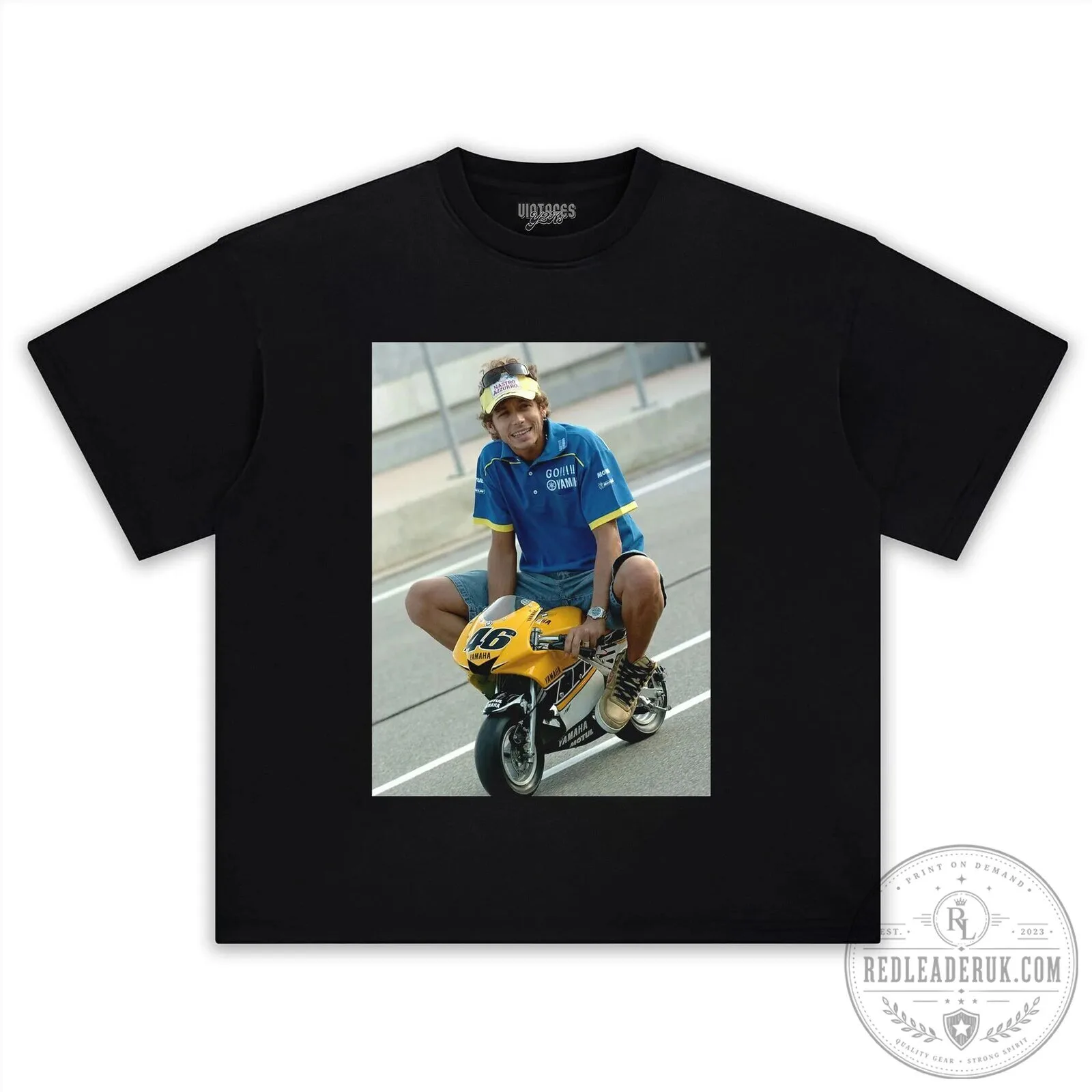 Valentino Rossi Motorcycle Racing Legend Black Graphic T-Shirt