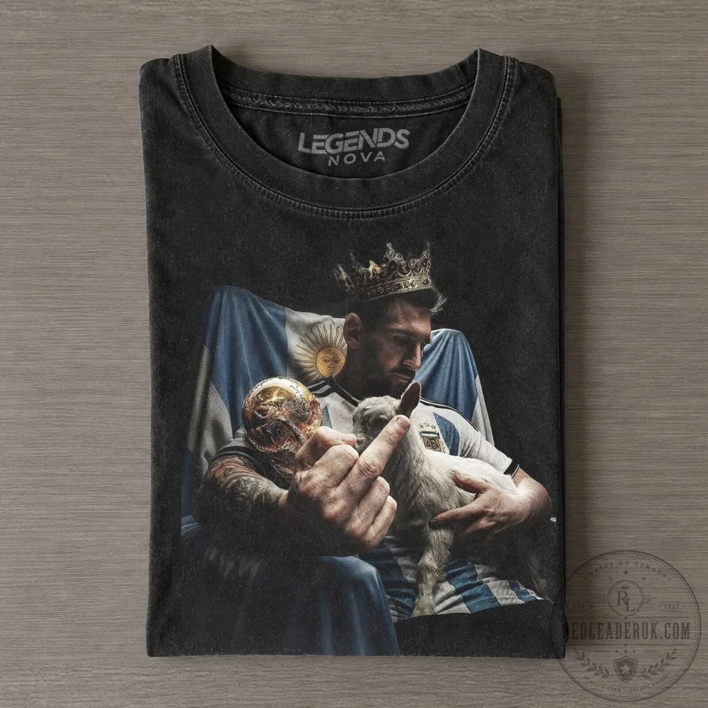 Lionel Messi World Cup Champion Goat King Crowned T-Shirt Lionel Messi World Cup Champion Goat King Crowned T-Shirt