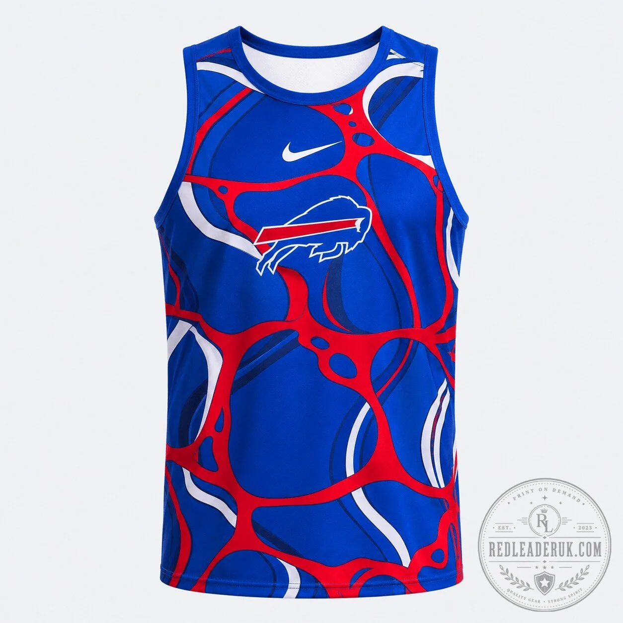 Buffalo Bills NFL Athletic Graphic Blue and Red Patterned Tank Top