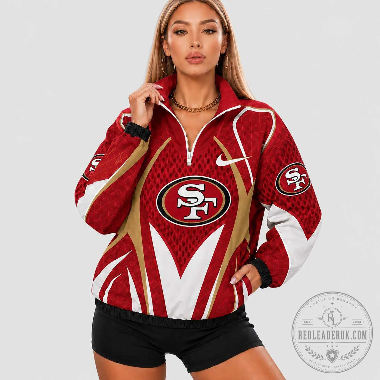 San Francisco 49ers NFL Quarter Zip Pullover Jacket for Women