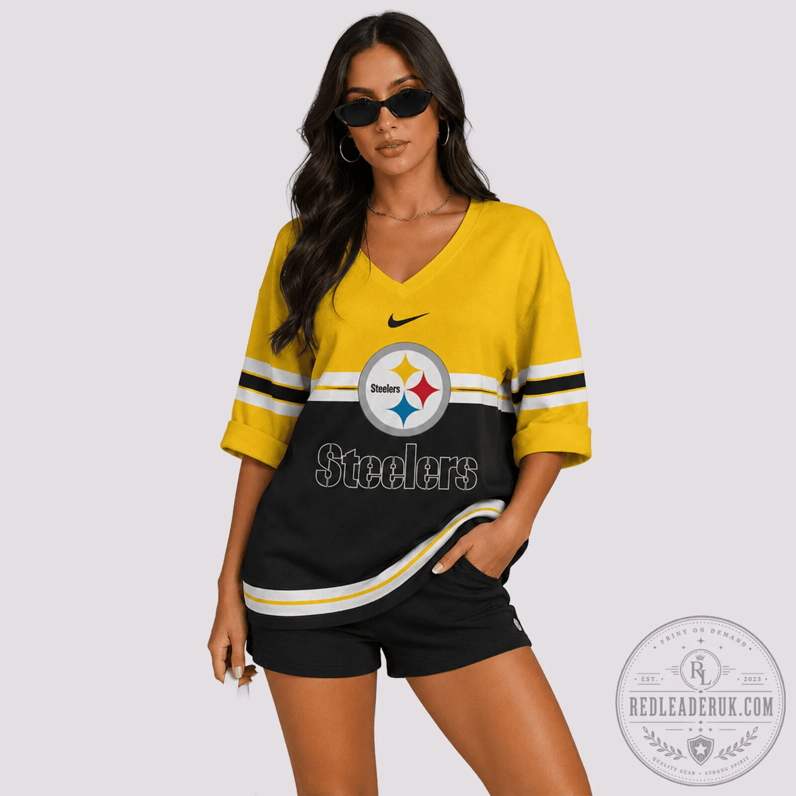 Pittsburgh Steelers National Football League Black and Gold V-Neck Jersey