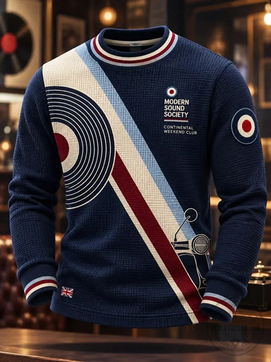 Modern Sound Society Continental Weekend Club Waffle Knit Sweatshirt