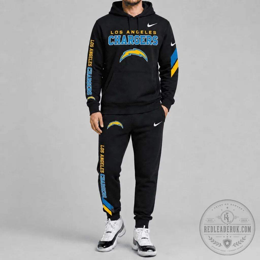 Los Angeles Chargers National Football League Team Black Hoodie and Sweatpants Set Los Angeles Chargers National Football League Team Black Hoodie and Sweatpants Set