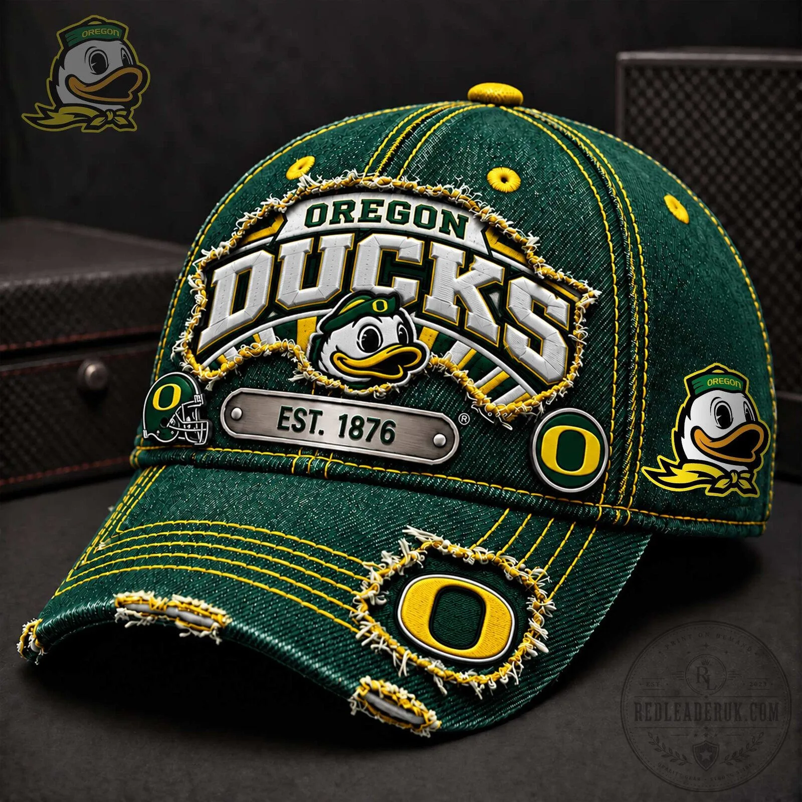 Oregon Ducks Distressed Denim Baseball Cap Hat