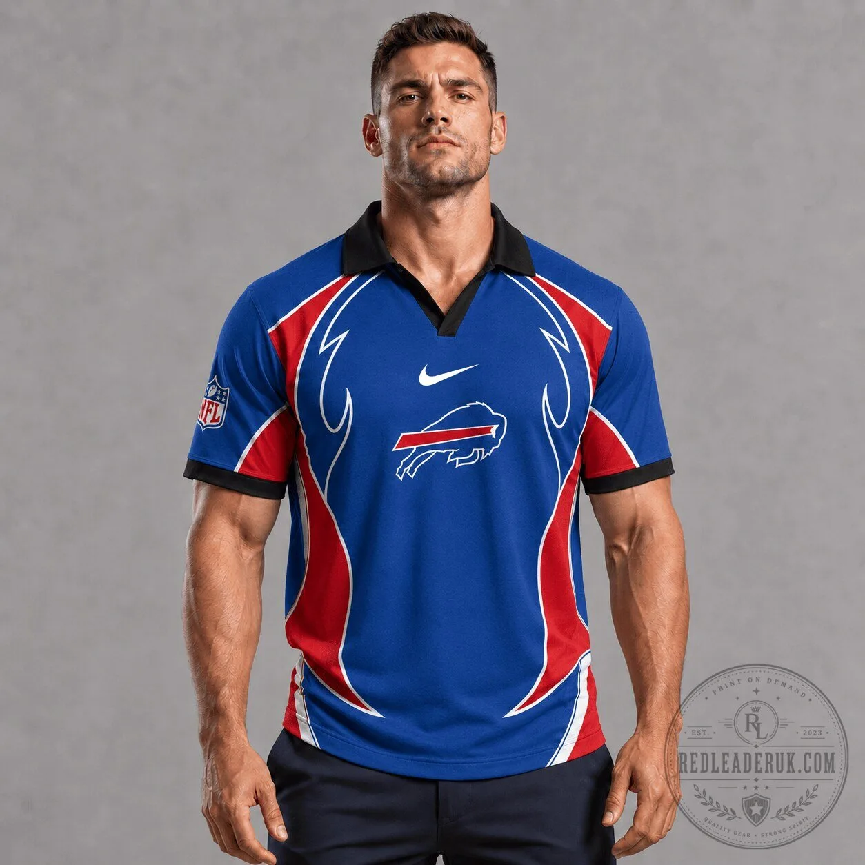 Buffalo Bills NFL Rugby Style Polo Shirt for Men