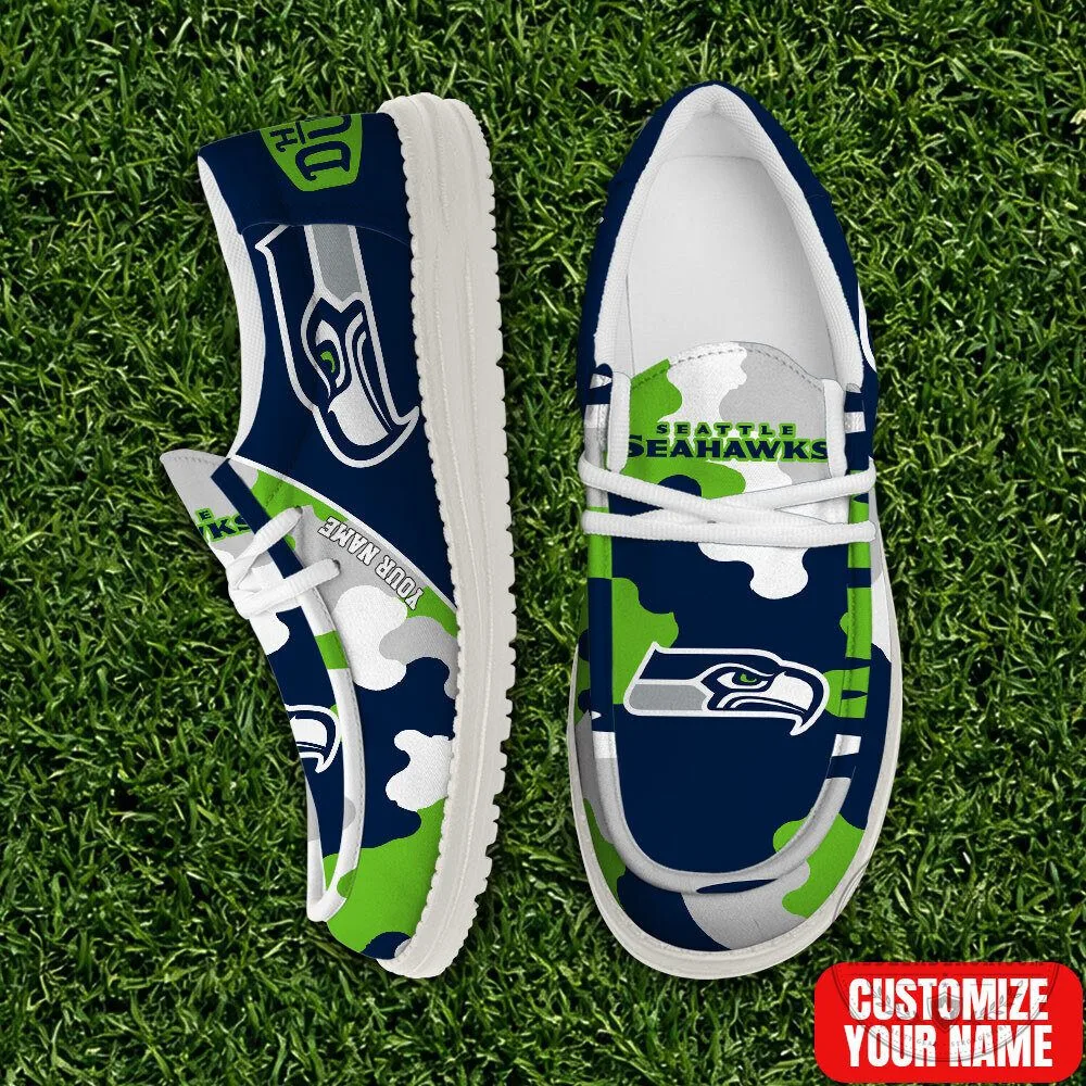 Seattle Seahawks Personalized Camouflage Pattern Loafer Shoes