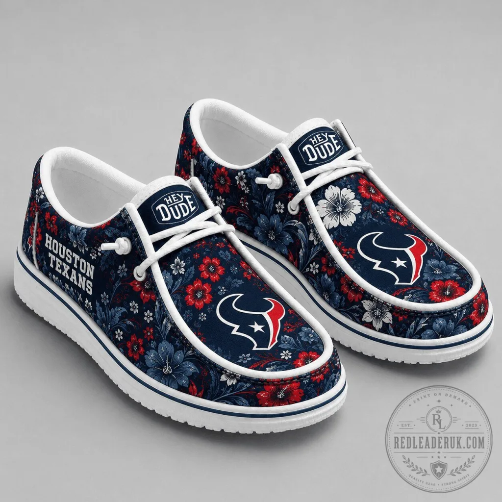 Houston Texans Floral Pattern Slip-On Shoes Houston Texans Floral Pattern Slip-On Shoes