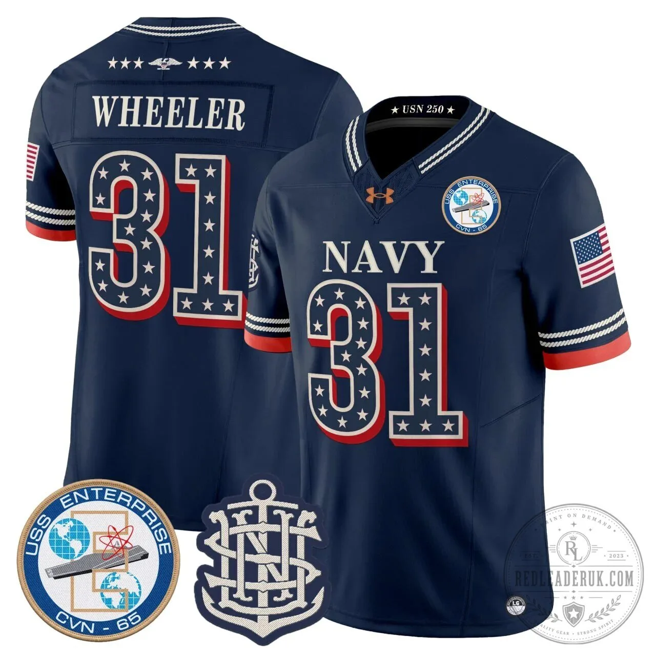 Navy Midshipmen USS Enterprise CVN-65 Wheeler Number 31 Football Jersey