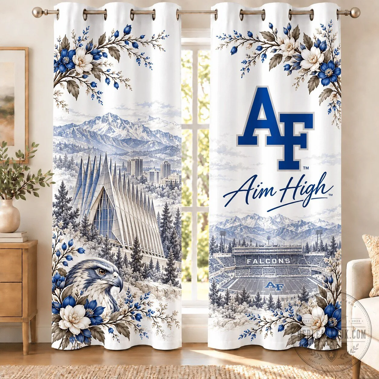 Air Force Falcons College Football Team Aim High Window Curtains