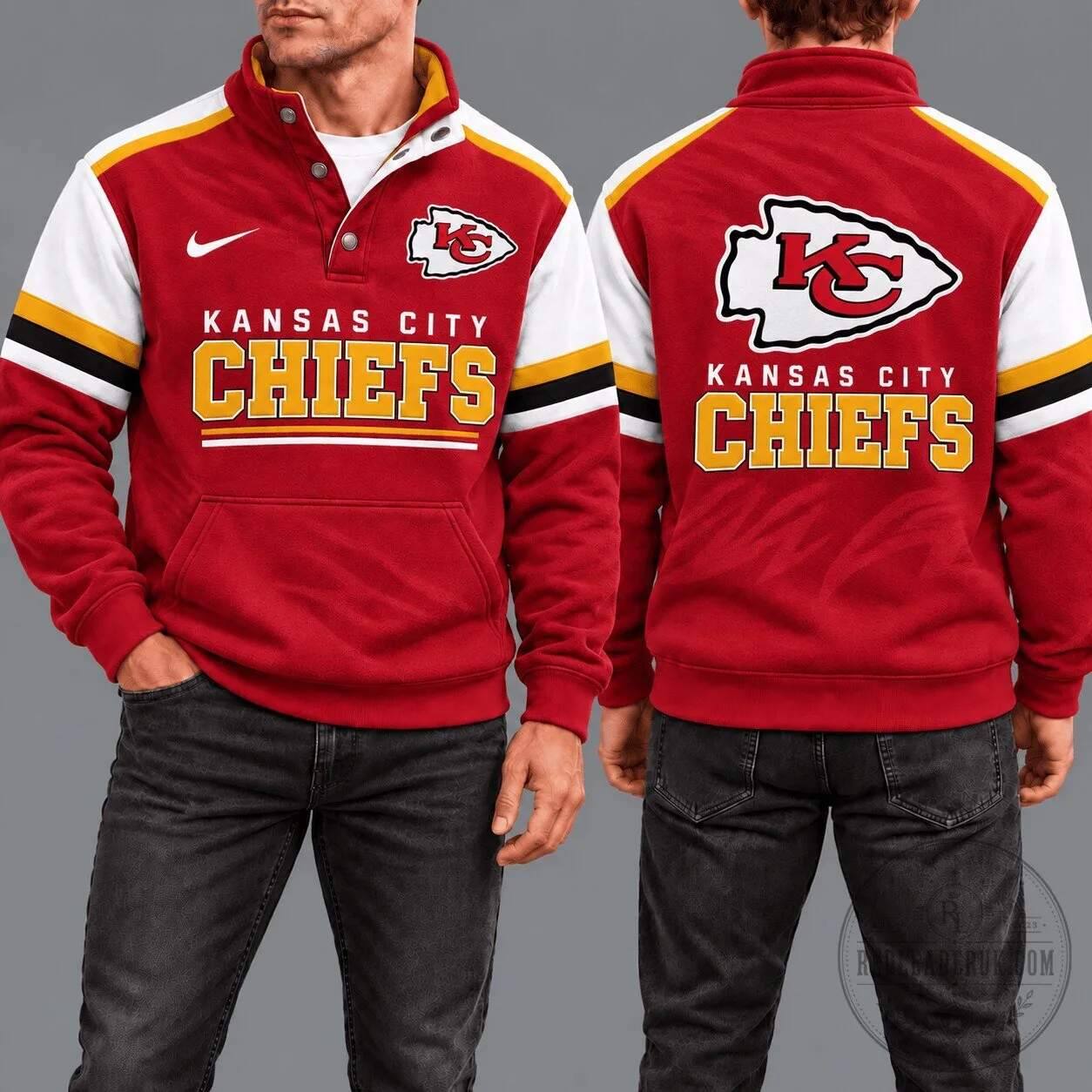 Kansas City Chiefs National Football League Game Day Red Snap Neck Pullover Sweatshirt