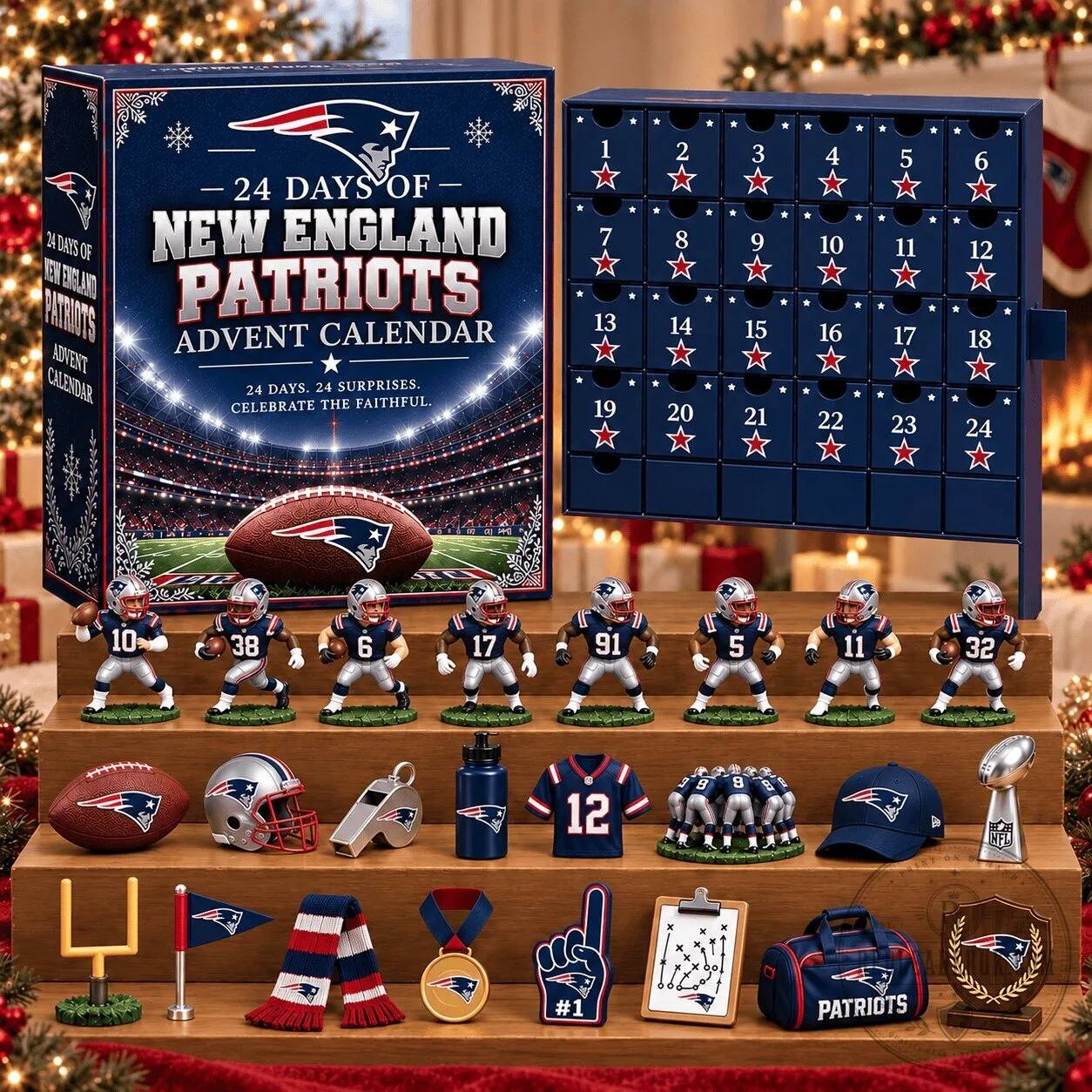 New England Patriots NFL Football Team 24 Day Advent Calendar Gift Set