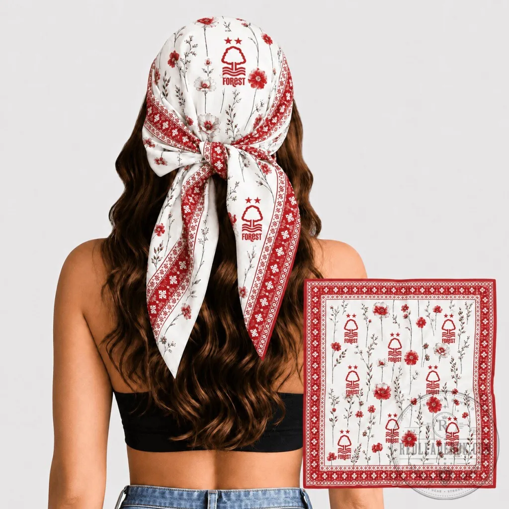 Nottingham Forest Football Club Floral Pattern Bandana Scarf Nottingham Forest Football Club Floral Pattern Bandana Scarf