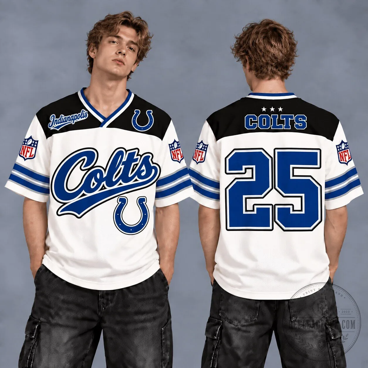 Indianapolis Colts National Football League Retro Fan V-Neck Football Jersey 1 Indianapolis Colts National Football League Retro Fan V-Neck Football Jersey