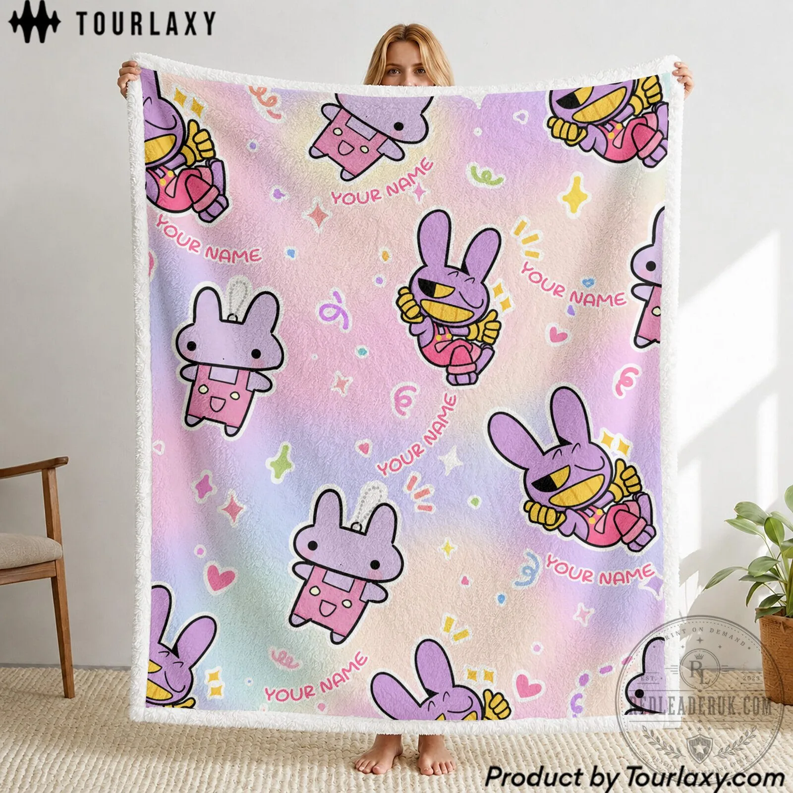 The Amazing Digital Circus Jax Bunny Character Personalized Sherpa Blanket