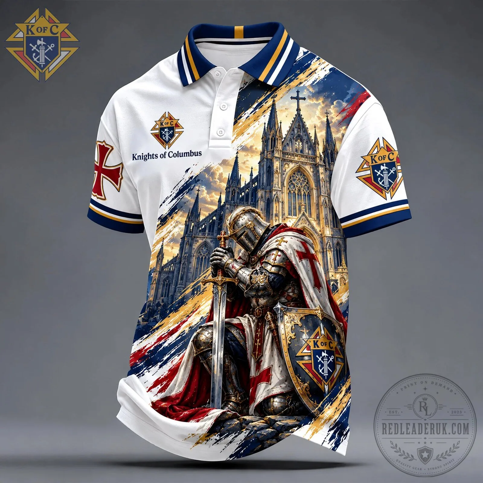 Knights of Columbus Medieval Knight Templar Crusader Polo Shirt