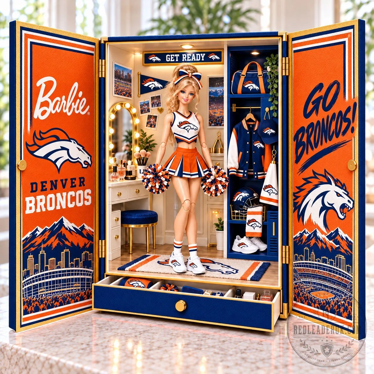 Barbie Denver Broncos Cheerleader Doll and Wardrobe Collectible Figure