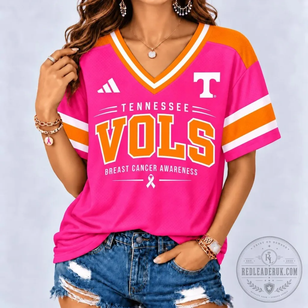 Tennessee Volunteers Pink Breast Cancer Awareness Football Jersey for Women Tennessee Volunteers Pink Breast Cancer Awareness Football Jersey for Women