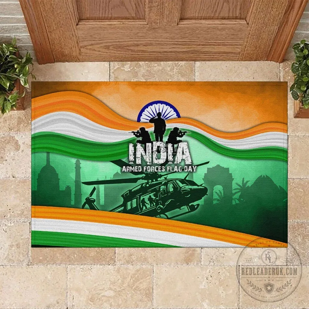 India Armed Forces Flag Day Patriotic Indian Military Doormat