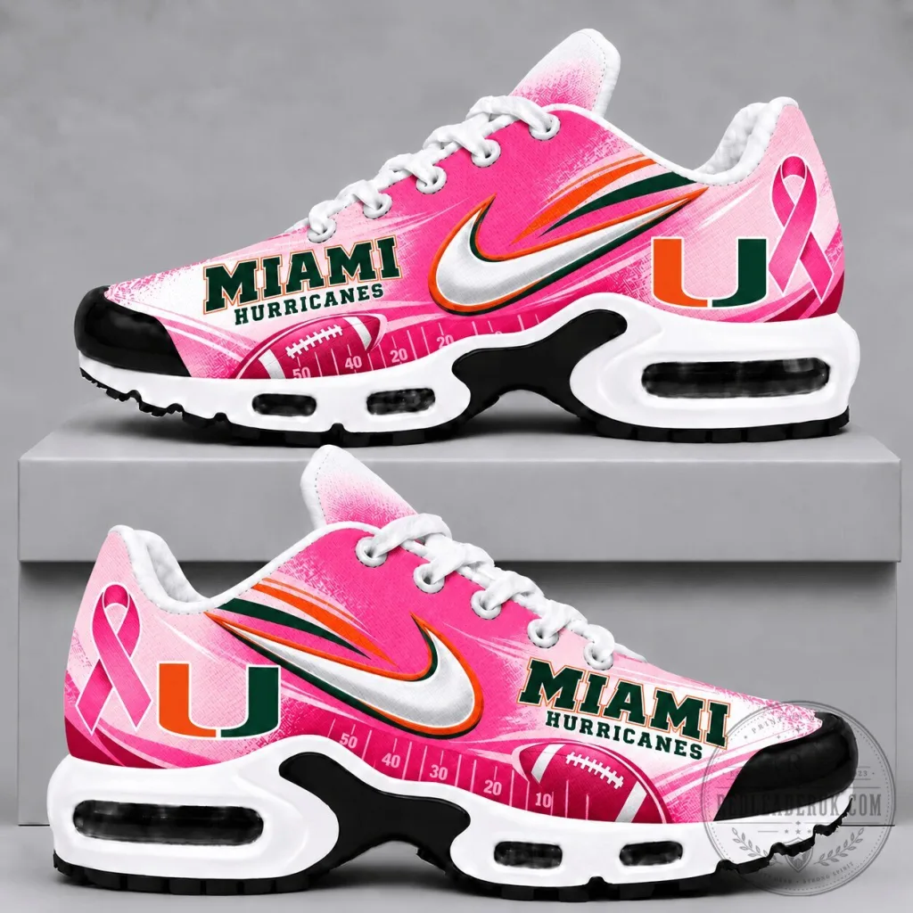 Miami Hurricanes Breast Cancer Awareness Pink Running Shoes Miami Hurricanes Breast Cancer Awareness Pink Running Shoes